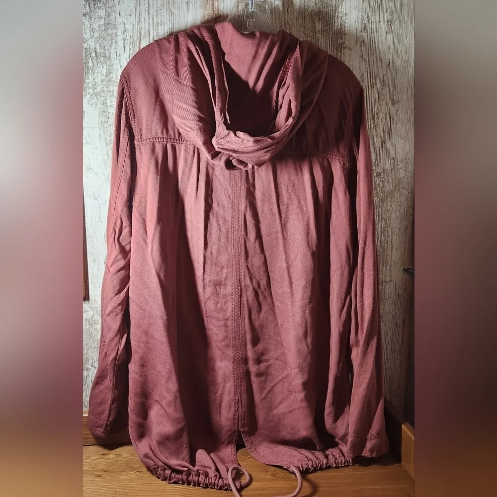 Serra Women's Utility Jacket in Dusty Rose Pockets Cover Coat 100% Rayon